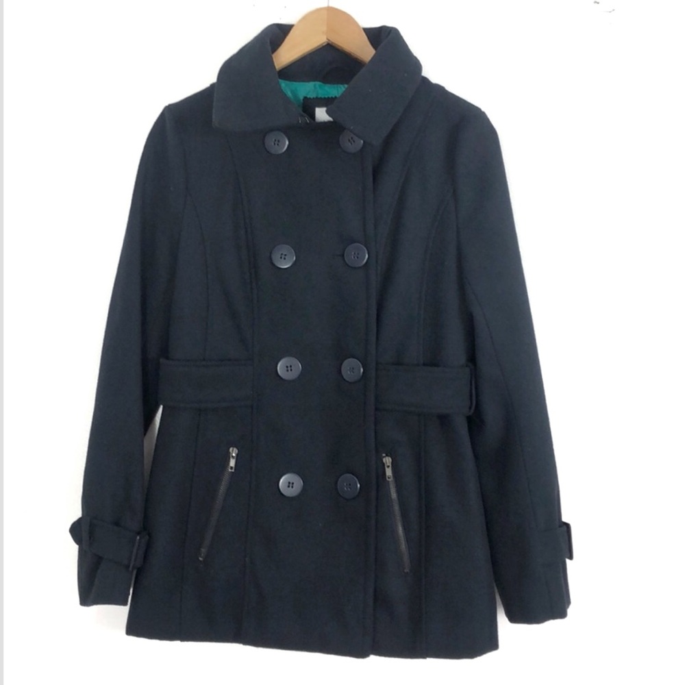 dELiAs Black double button pea coat size medium - Picture 1 of 5
